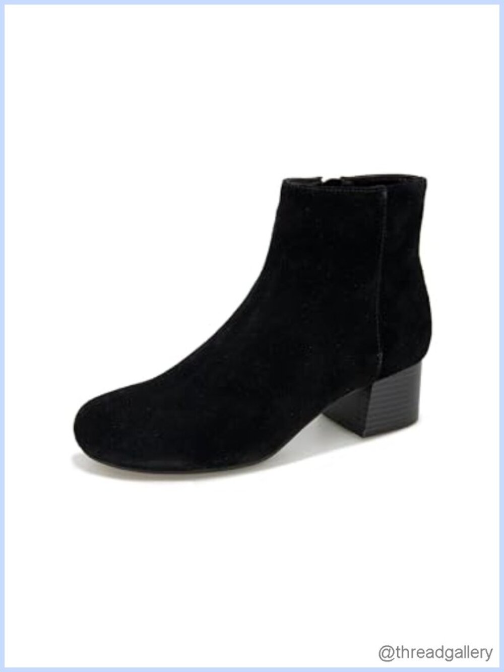 Kenneth Cole Road Stop Ankle Bootie Leather Block Heel Side Zip 1.75in